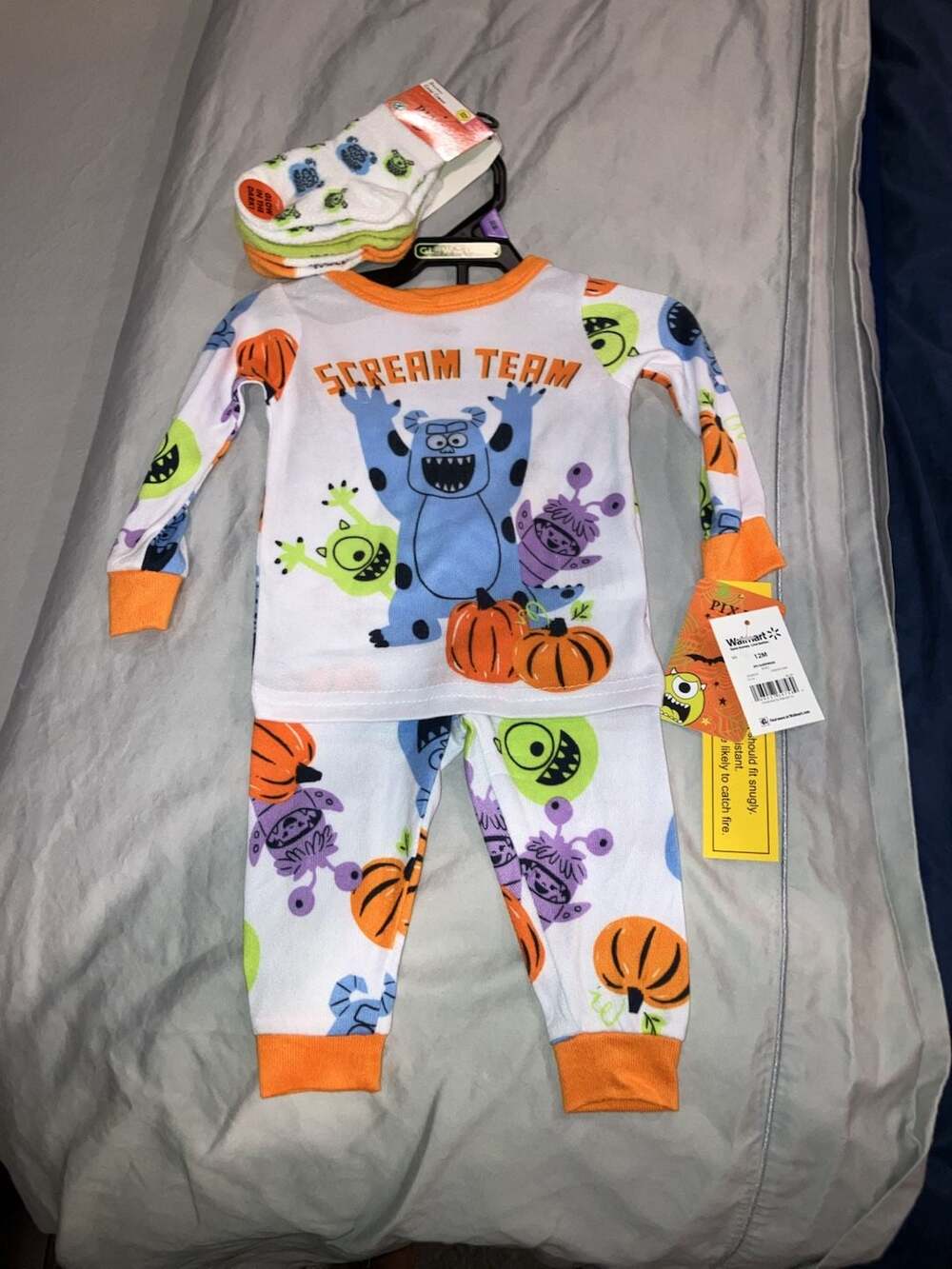 Walmart Monsters Inc Scream Team Pajama Set 12M WITH SOCKS